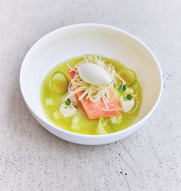 Salmon trout with green apple & horseradish