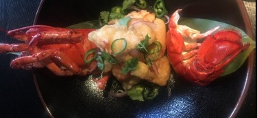 Lobster Tempura - Lobster tempura, ponzu dressing, green chilli, coriander