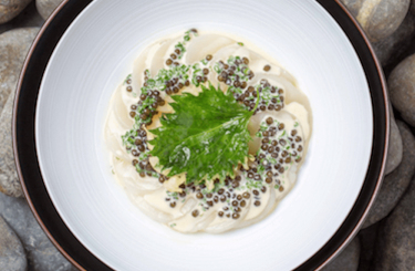 Scallop Carpaccio - Scallop carpaccio, baby cucumber, beurre blanc, ossietra caviar
Chef: Dietmar Sawyere
Restaurant: The Japanese
